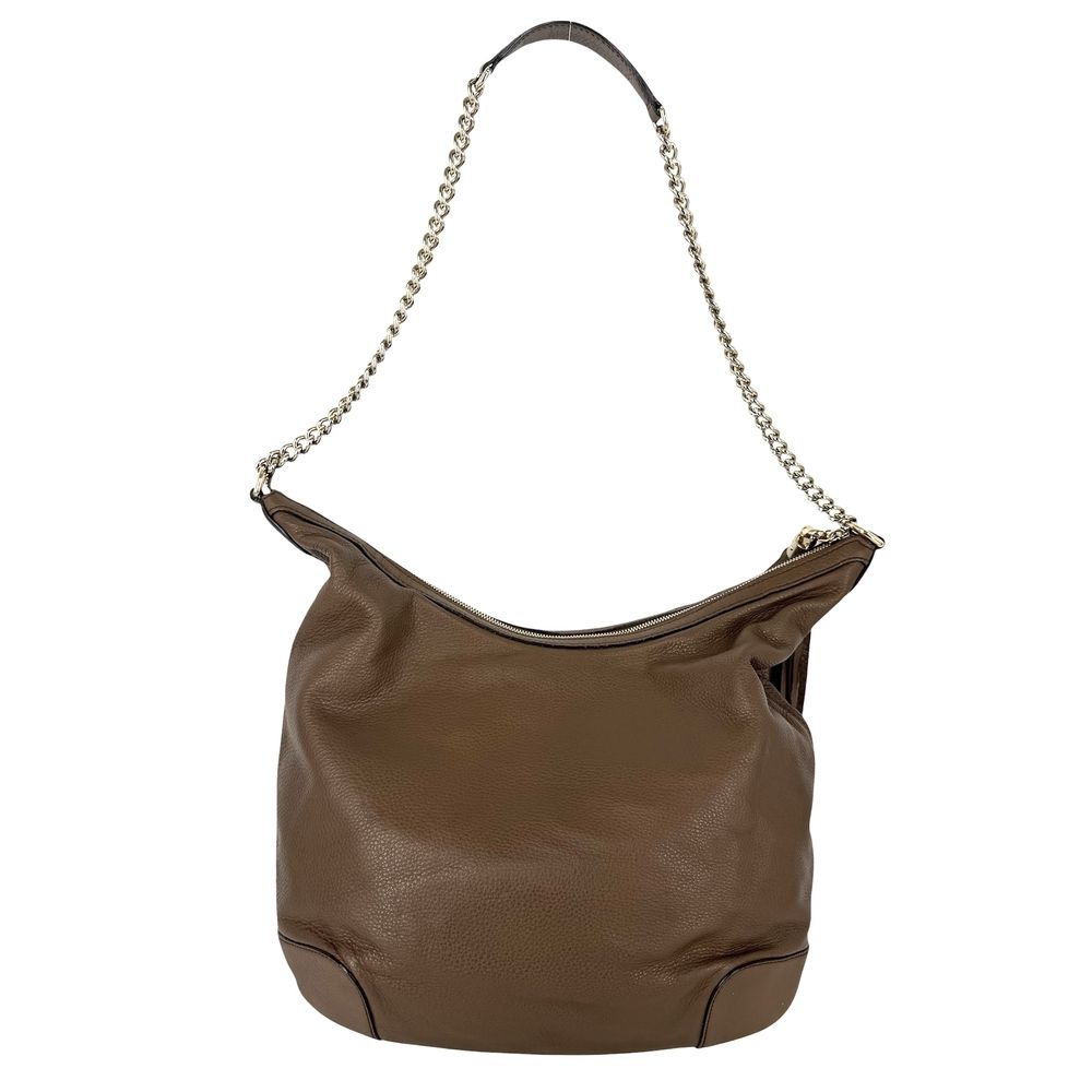 Gucci Tote Soho Interlocking G Handbag Chain Shoulder Leather Brown Gold — view 2