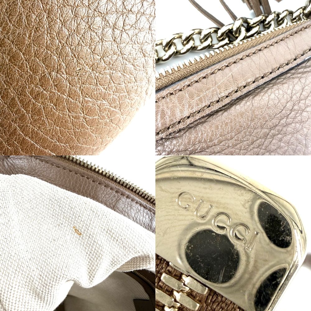 Gucci Tote Soho Interlocking G Handbag Chain Shoulder Leather Brown Gold — view 6