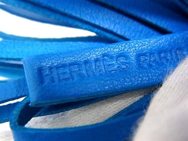 Hermes Carmen Leather Silver Key Holder Key Ring Key Charm Blue — view 3