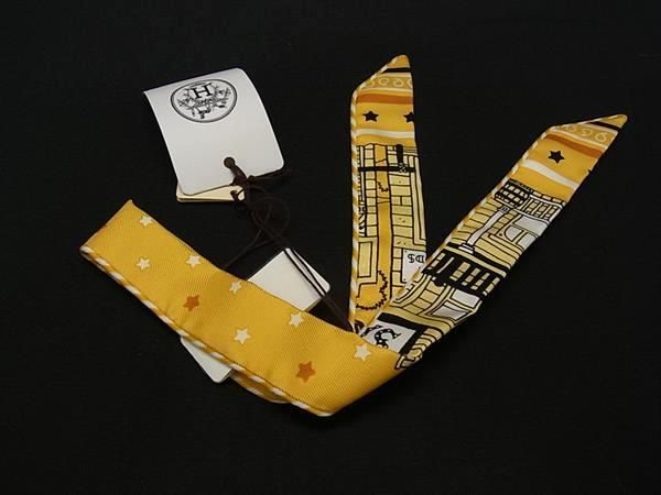 Hermes Paris Station Twilly Doll Candy Silk Scarf Yellow — view 2