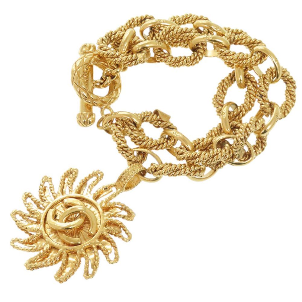Chanel CC Logo Sun Motif Gold Plated Bracelet — view 2