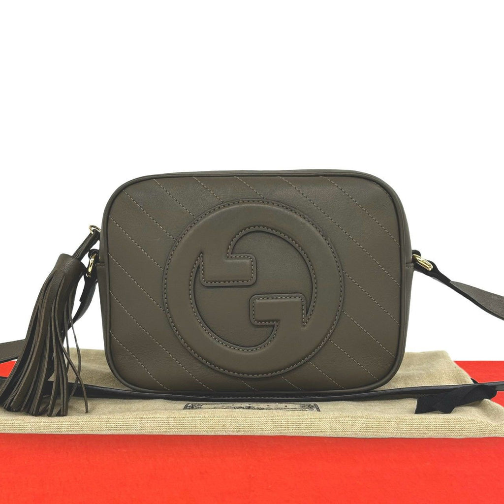 Gucci Blondie Interlocking G Tassel Leather Shoulder Bag Pochette Brown