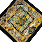 Hermes Scarf Carre 90 Black Yellow Multi Au Son du