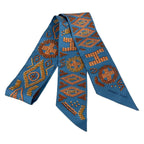Hermes Scarf Twilly Light Blue Orange Multi Ribbon
