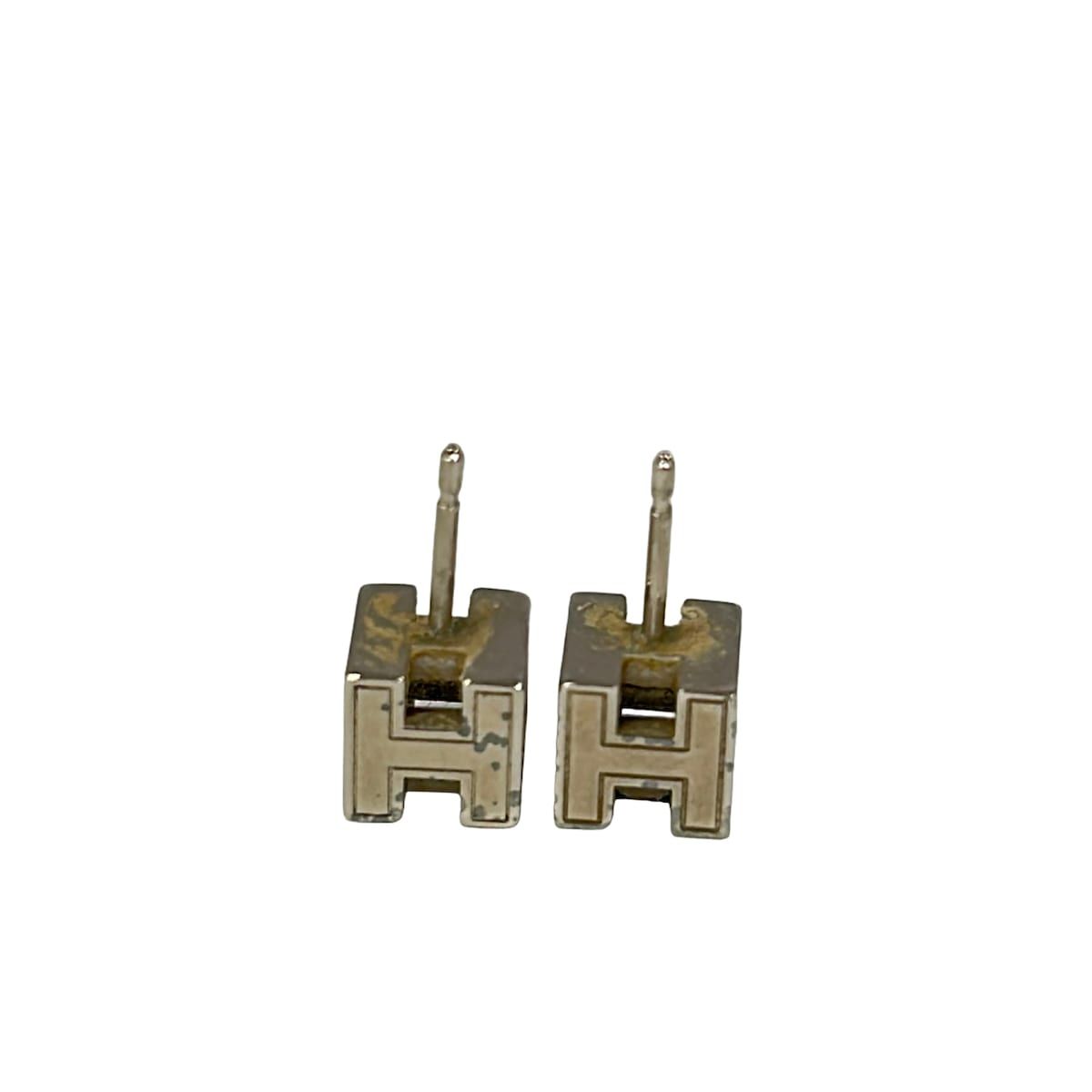 Hermes Earrings Cage D'h Silver Pink — view 3