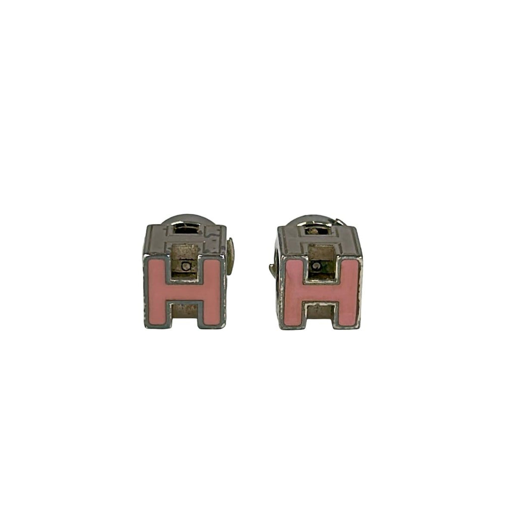Hermes Earrings Cage D'h Silver Pink