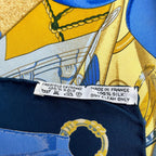 Hermes Scarf Carre 90 Yellow Navy Blue Soleil de Soie — view 3