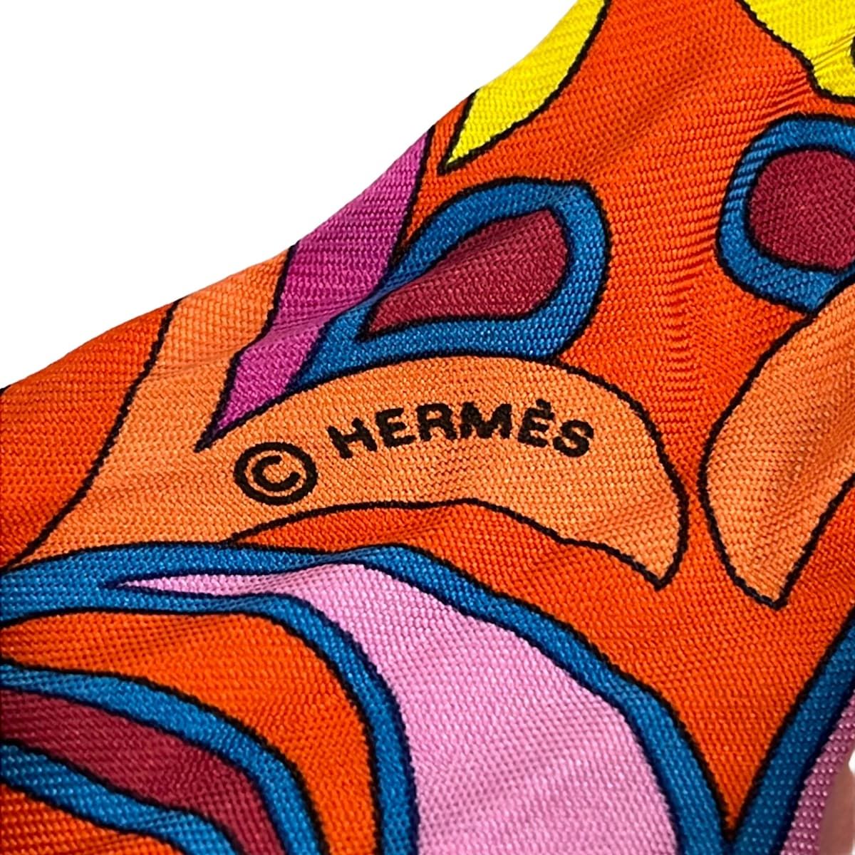 Hermes Scarf Twilly Orange Red Multi Ribbon — view 2