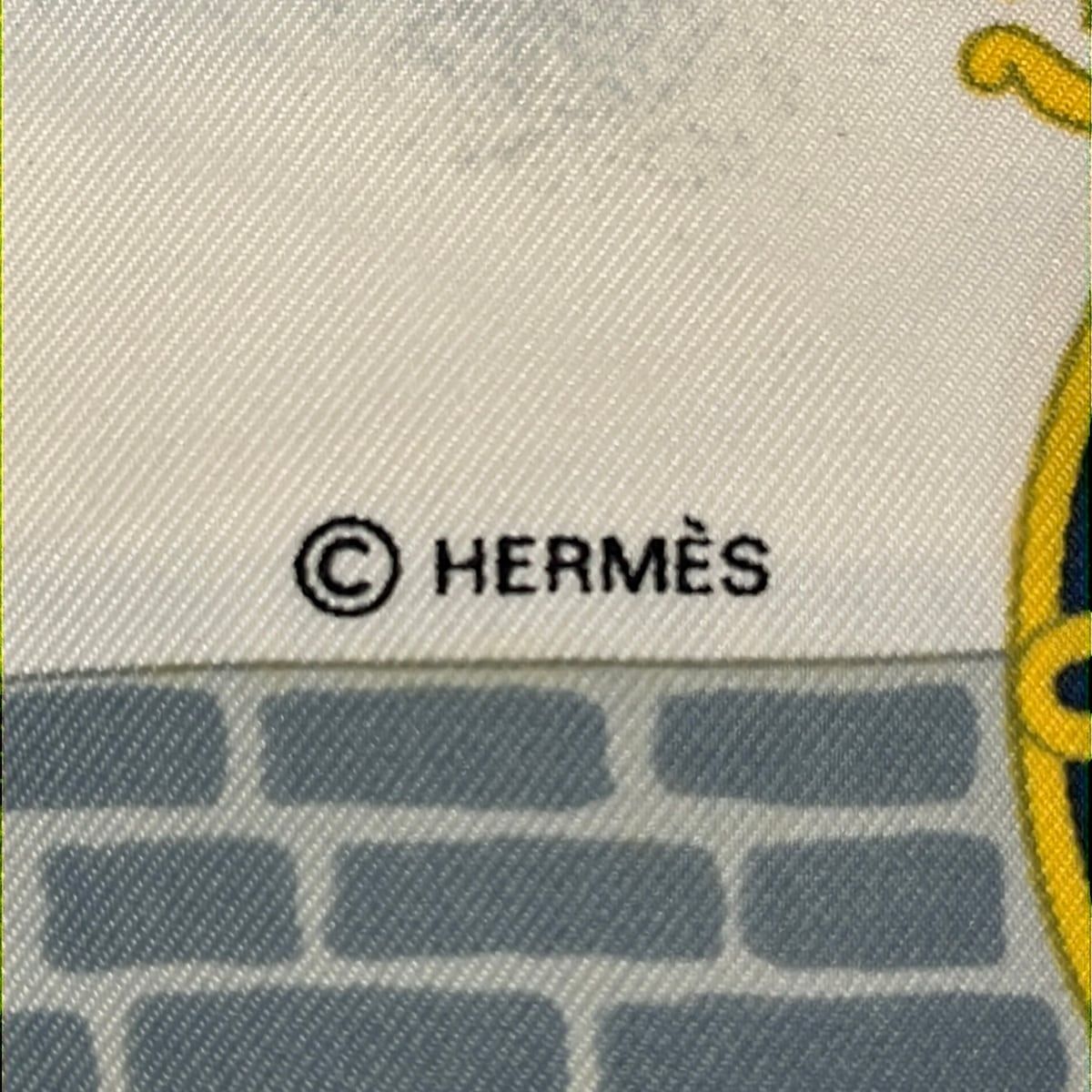 Hermes Scarf Carre 90 White Blue Multi les Haras Nationaux — view 2