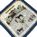 Hermes Scarf Carre 90 White Blue Multi les Haras Nationaux