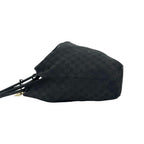 Gucci GG Canvas Pattern Leather Drawstring Shoulder Bag Tote Black — view 5