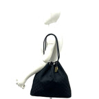 Gucci GG Canvas Pattern Leather Drawstring Shoulder Bag Tote Black — view 2