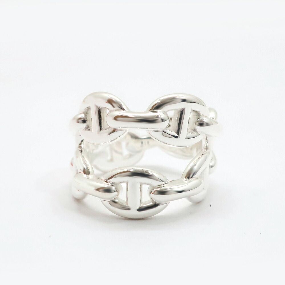Hermes Chaine D'ancre Enchainee Double Row Ring 52 Silver — view 6