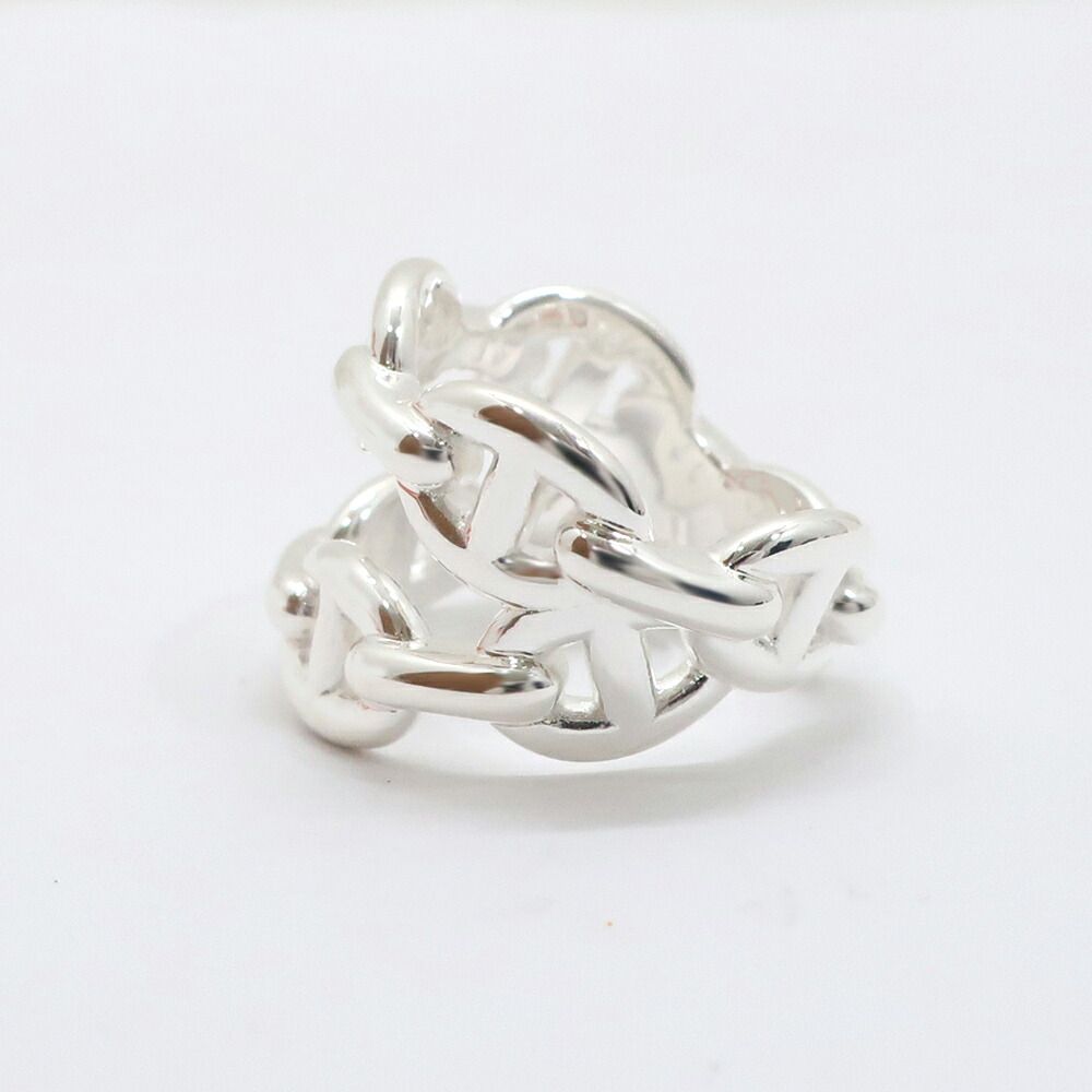 Hermes Chaine D'ancre Enchainee Double Row Ring 52 Silver — view 2
