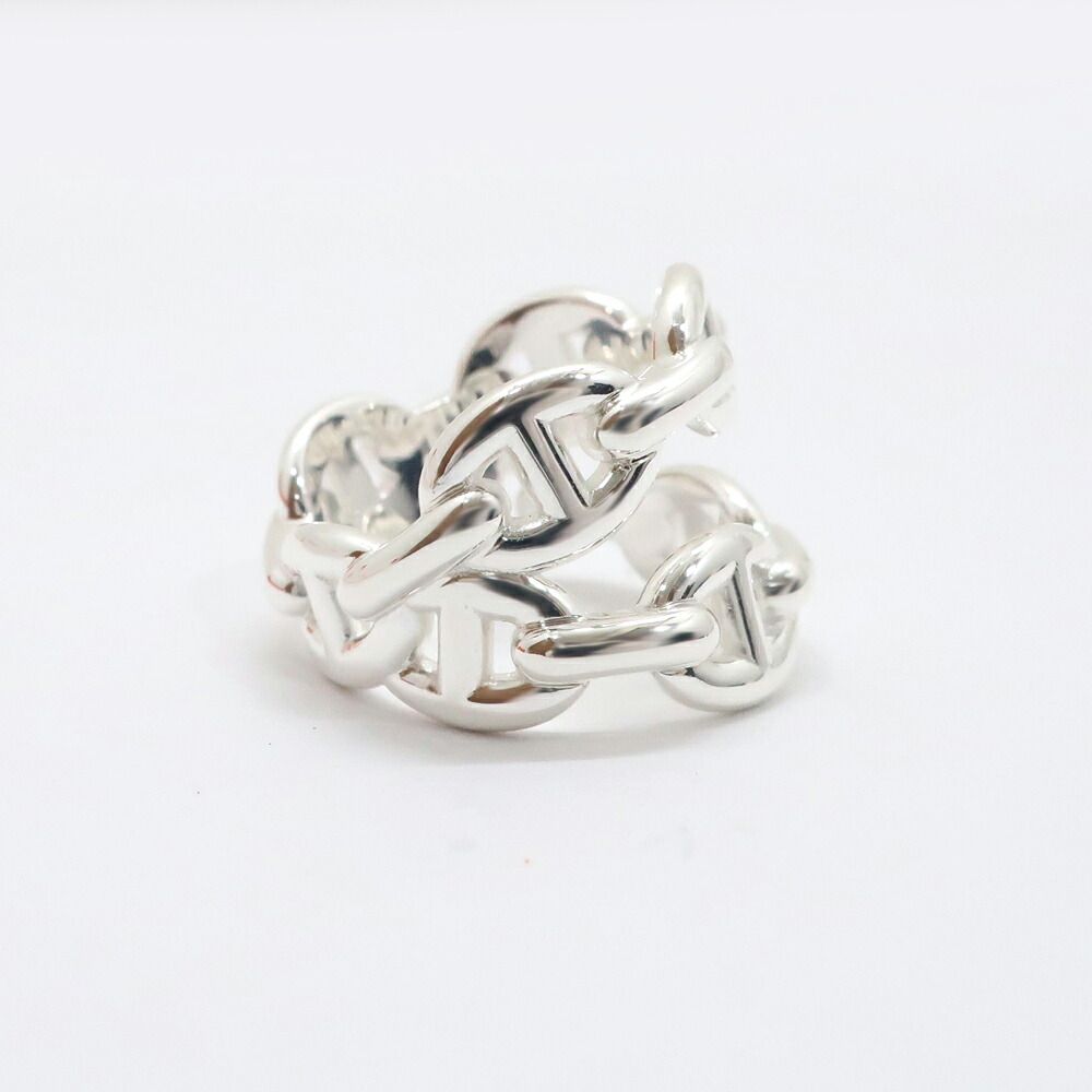 Hermes Chaine D'ancre Enchainee Double Row Ring 52 Silver — view 3