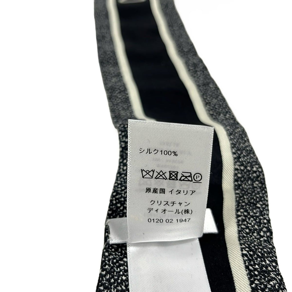 Dior Scarf Black Ivory Ribbon Houndstooth Pattern — view 3