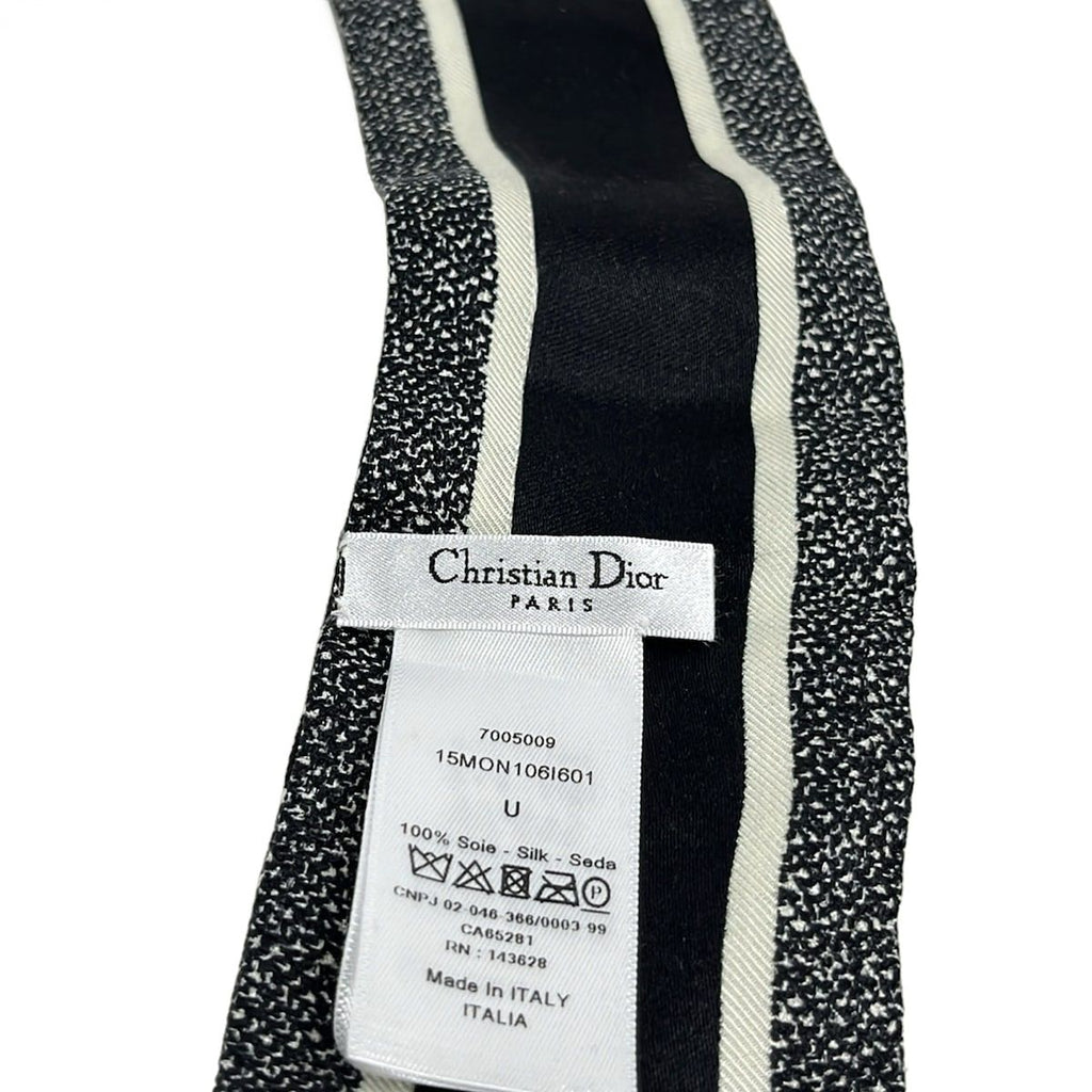 Dior Scarf Black Ivory Ribbon Houndstooth Pattern — view 2
