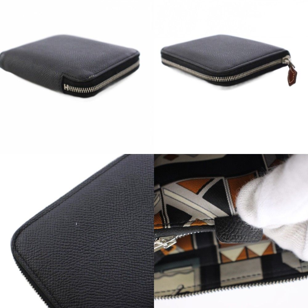 Hermes Azap Compact Silk'in Coin Purse Zip Around Black Stamp — view 8