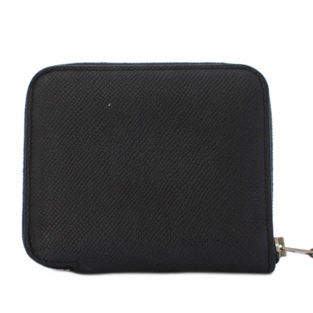 Hermes Azap Compact Silk'in Coin Purse Zip Around Black Stamp — view 3