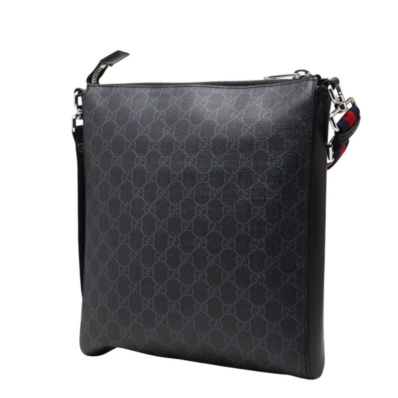 Gucci Courier GG Supreme Shoulder Bag Gray Leather — view 2