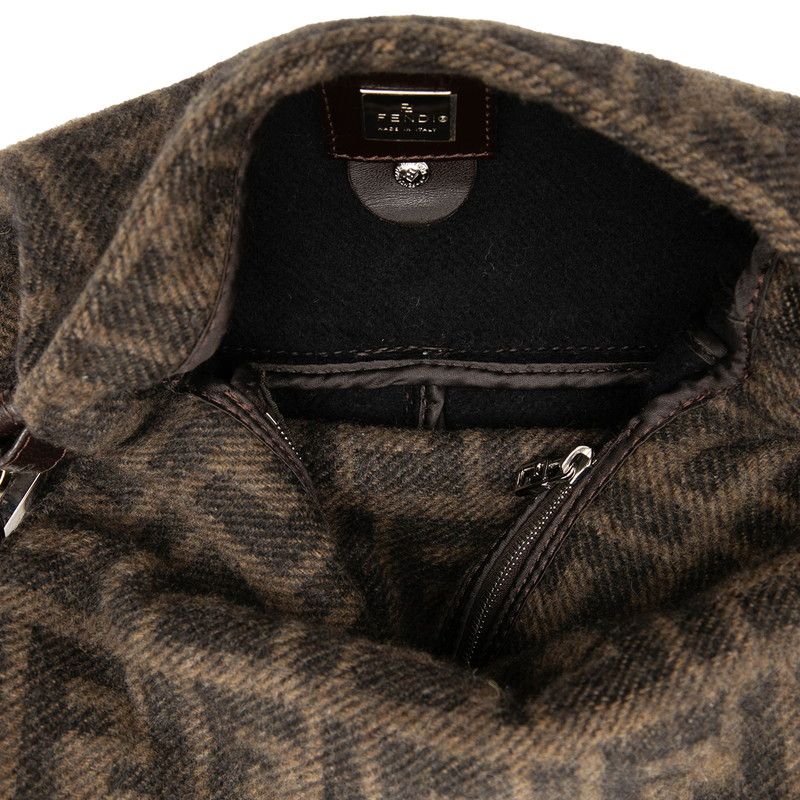 Fendi Zucca Mamma Bucket Handbag Brown Wool Leather — view 4