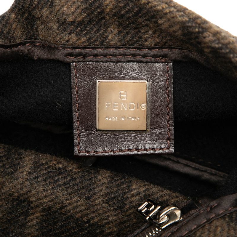 Fendi Zucca Mamma Bucket Handbag Brown Wool Leather — view 5