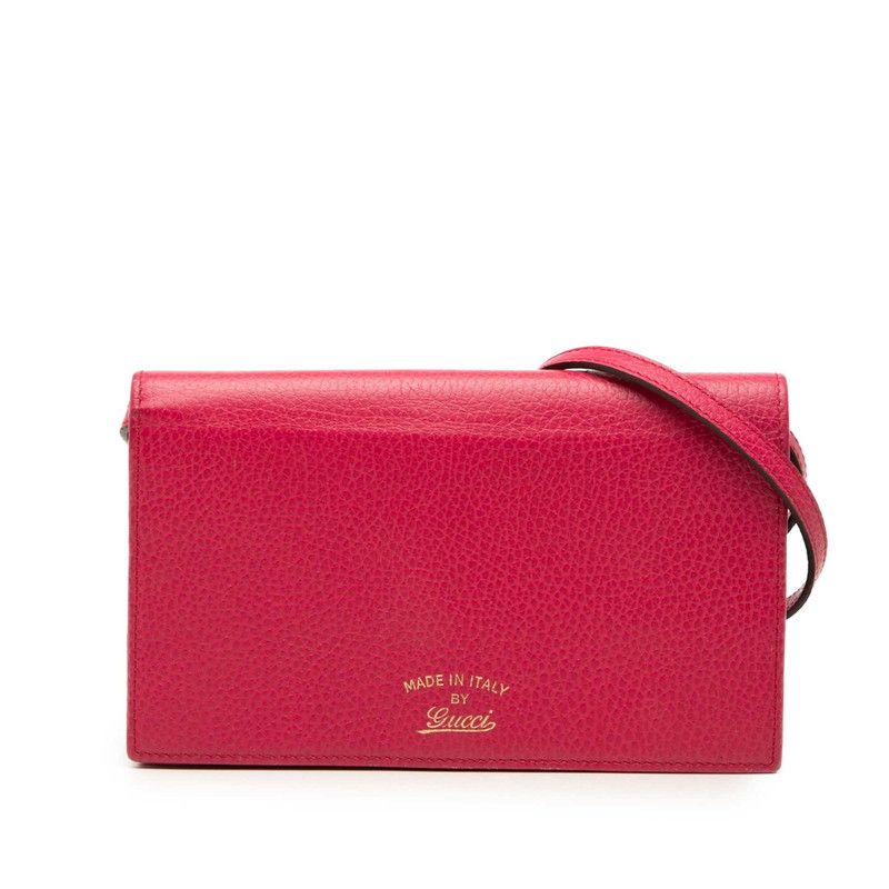 Gucci Swing Wallet Shoulder Bag Crossbody Pink Leather