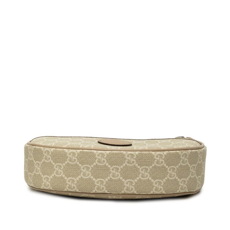 Gucci GG Supreme Half Moon Shape Mini Chain Shoulder Bag 2-Way Beige Leather — view 3