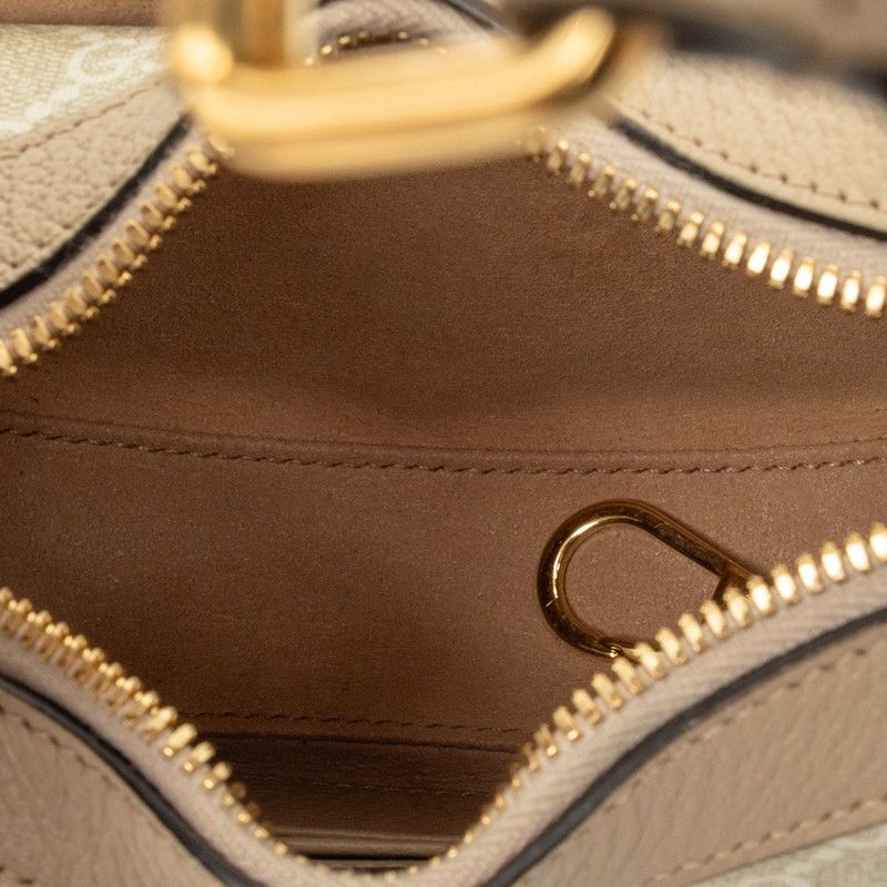 Gucci GG Supreme Half Moon Shape Mini Chain Shoulder Bag 2-Way Beige Leather — view 4