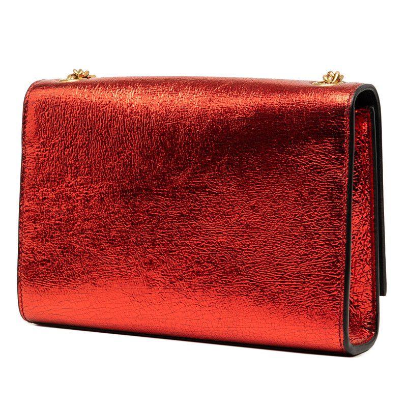 Saint Laurent YSL Logo Cassandra Chain Shoulder Bag Red Gold Leather — view 2