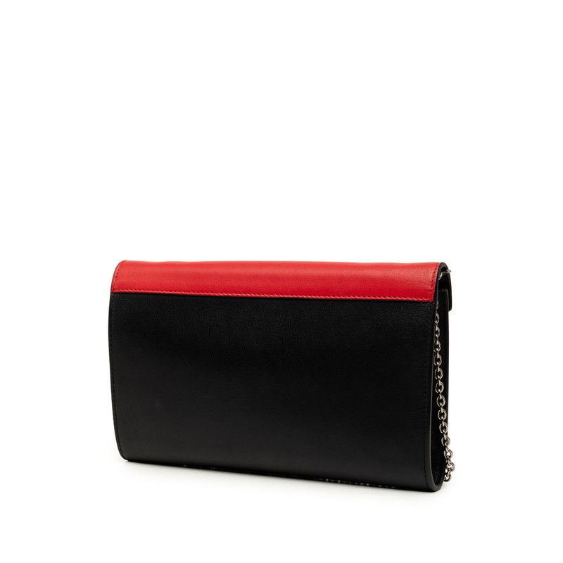 Celine Pocket Large Flap Crossbody Chain Shoulder Bag Red Black White Leather — view 2