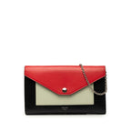 Celine Pocket Large Flap Crossbody Chain Shoulder Bag Red Black White Leather