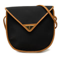 Saint Laurent Cassandra Triangle Logo Crossbody Shoulder Bag Black Beige Leather