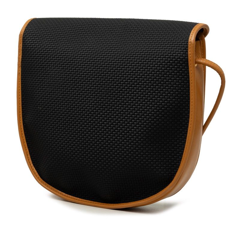 Saint Laurent Cassandra Triangle Logo Crossbody Shoulder Bag Black Beige Leather — view 2