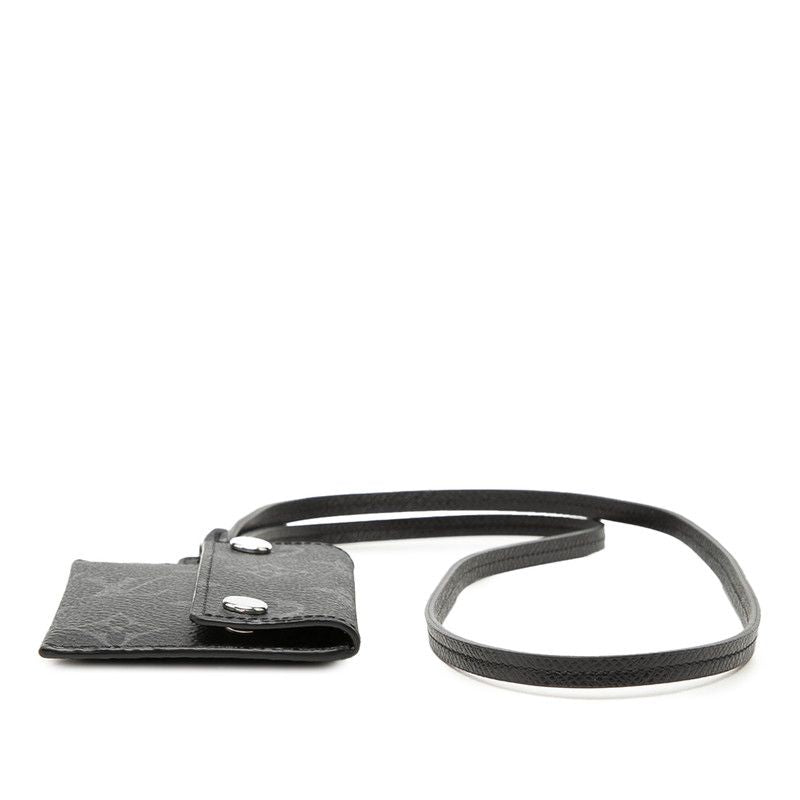 Louis Vuitton Monogram Eclipse Card Case on Strap Black Leather — view 3