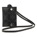 Louis Vuitton Monogram Eclipse Card Case on Strap Black Leather