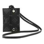 Louis Vuitton Monogram Eclipse Card Case on Strap Black Leather