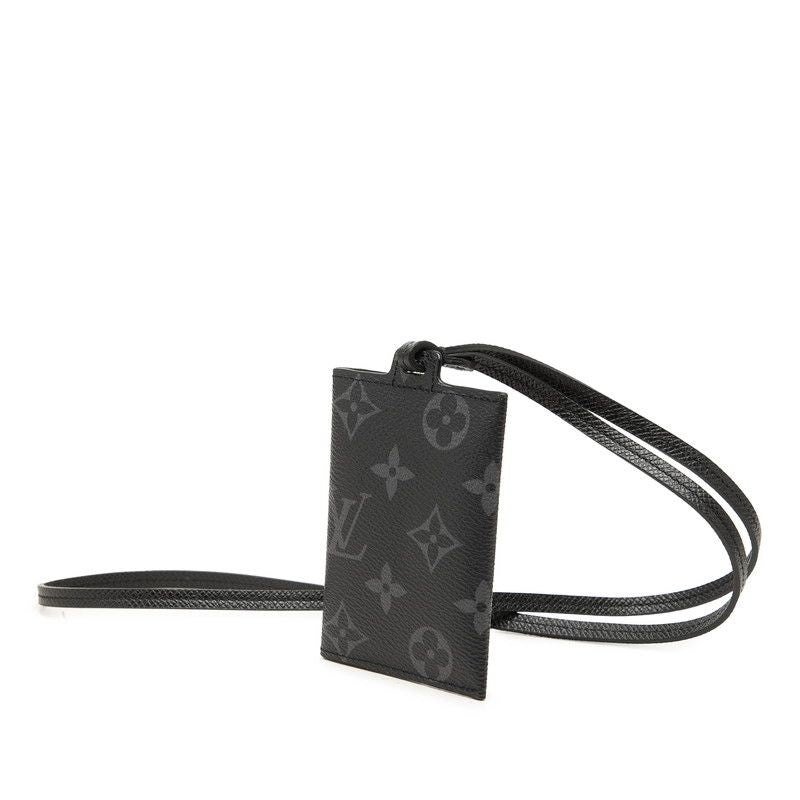 Louis Vuitton Monogram Eclipse Card Case on Strap Black Leather — view 2