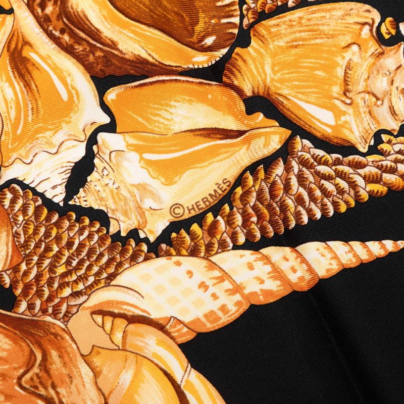 Hermes Carre 90 Rocaille Seashell Scarf Large Black Multicolor Silk — view 6