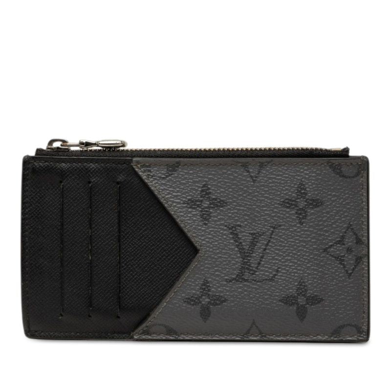 Louis Vuitton Monogram Eclipse Reverse Coin Card Holder Case Purse Fragment