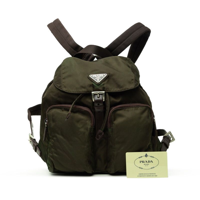 Prada Vera Backpack Khaki Nylon Leather — view 6