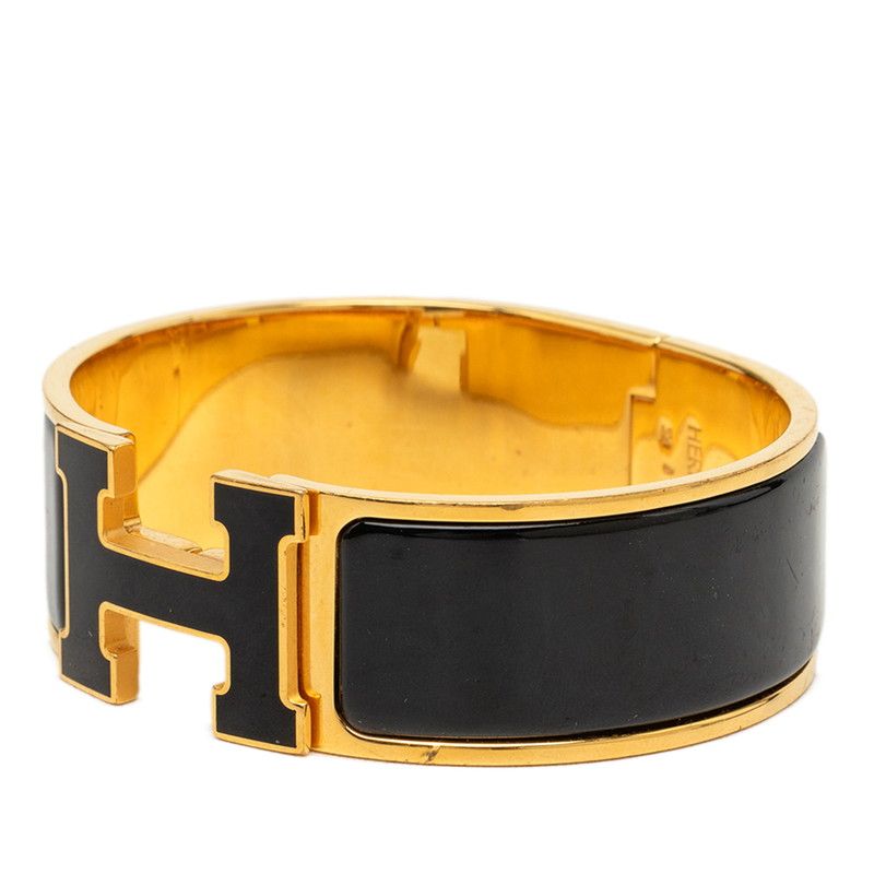 Hermes Clic Clac H GM Bracelet Bangle Gold Black Plated Enamel — view 2