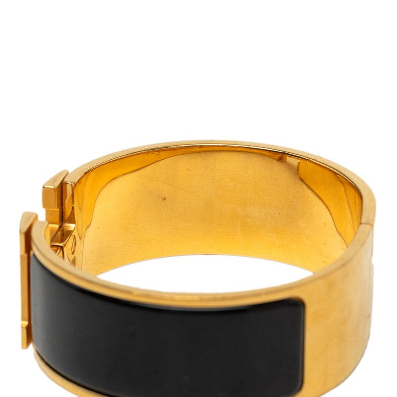 Hermes Clic Clac H GM Bracelet Bangle Gold Black Plated Enamel — view 5