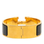 Hermes Clic Clac H GM Bracelet Bangle Gold Black Plated Enamel — view 3