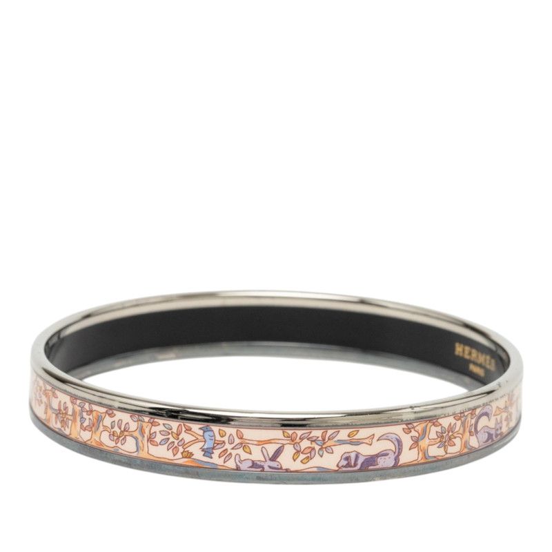 Hermes Enamel PM Bangle Silver Multicolor Metal Bracelet — view 2