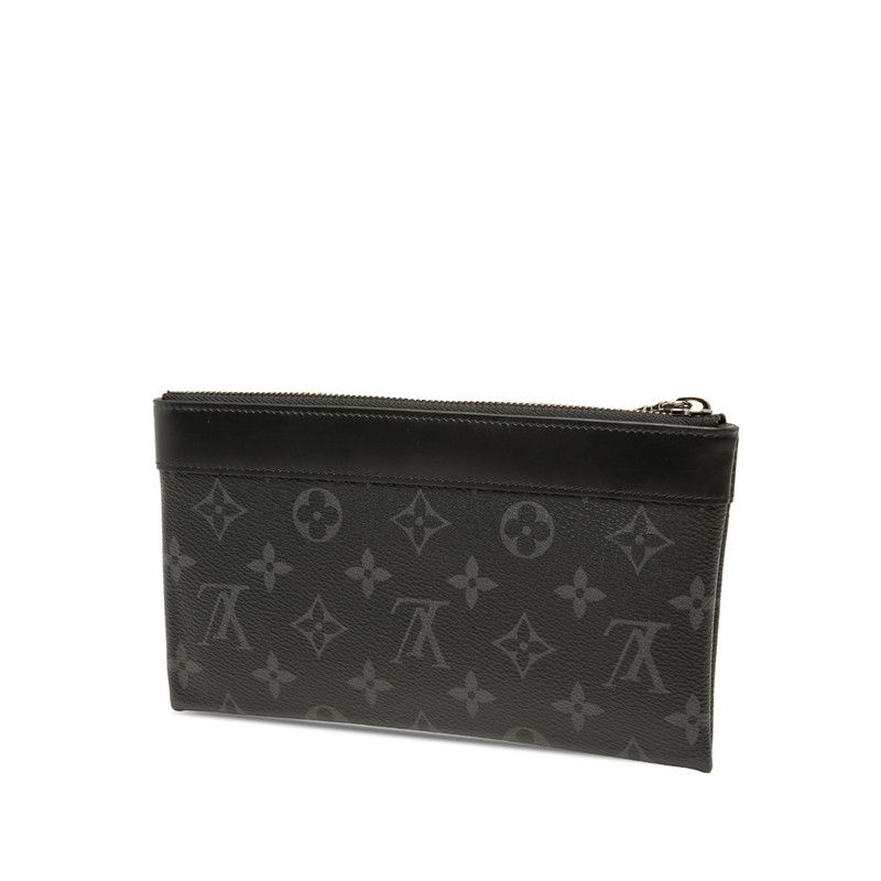 Louis Vuitton Monogram Eclipse Pochette Discovery PM Clutch Pouch Black Leather — view 2