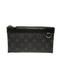 Louis Vuitton Monogram Eclipse Pochette Discovery PM Clutch Pouch Black Leather