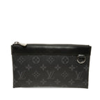 Louis Vuitton Monogram Eclipse Pochette Discovery PM Clutch Pouch Black Leather