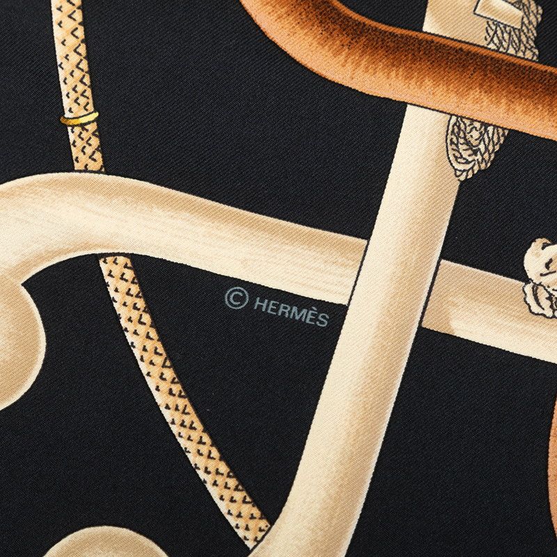 Hermes Carre 90 Cannes Et Pommeaux Cane and Decoration Scarf Large Black Red — view 4