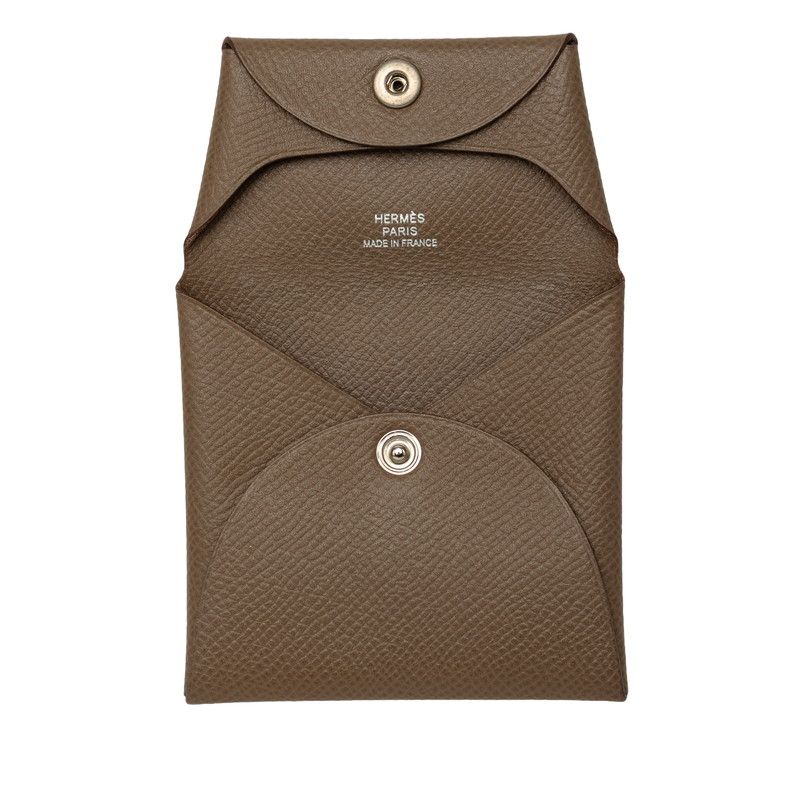 Hermes Bastia Coin Purse Greige Silver Leather — view 4
